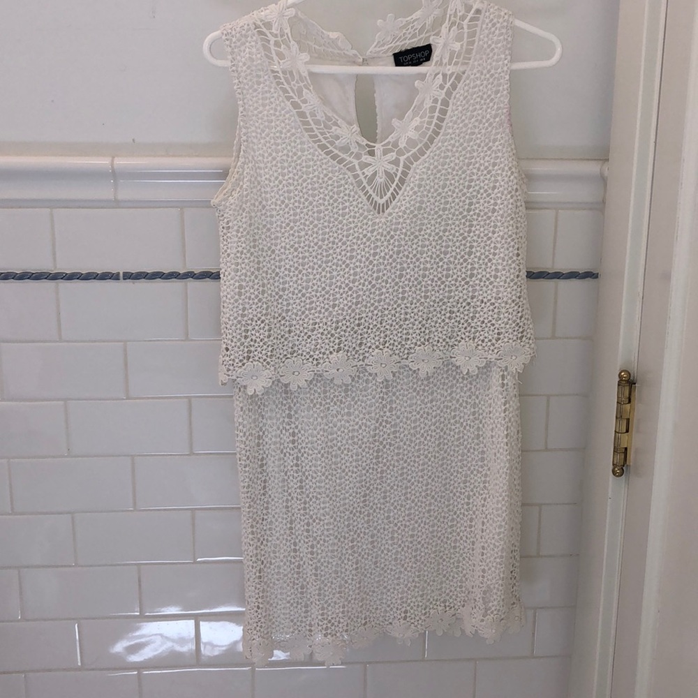 Topshop White Crochet Dress